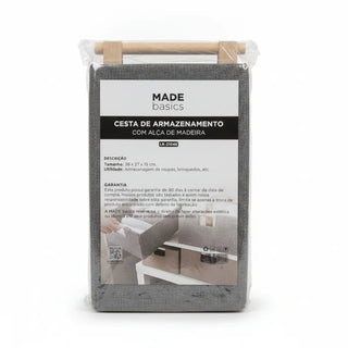 Cesta Organizadora com Alça de Madeira 38 × 27 × 15 cm — imagem 1