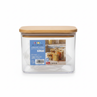 Pote Hermético de Plástico 600 ml com Tampa de Bambu — imagem 1