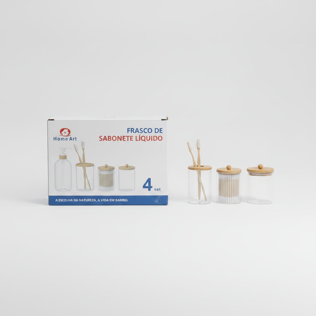 Kit para Banheiro e Lavabo 4 Peças com Bambu — imagem 2