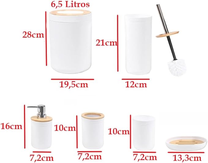 Oásis — Conjunto para Banheiro com 6 Peças em PP e Bambu — imagem 7